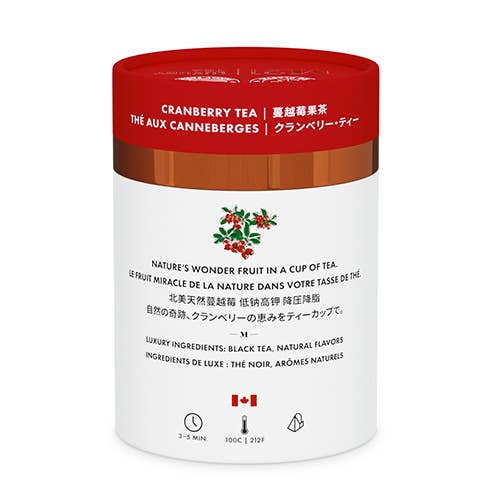 Tega Organic Tea - Thé Noir de Luxe aux Canneberges | Canadien | 12 Sachets de Thé