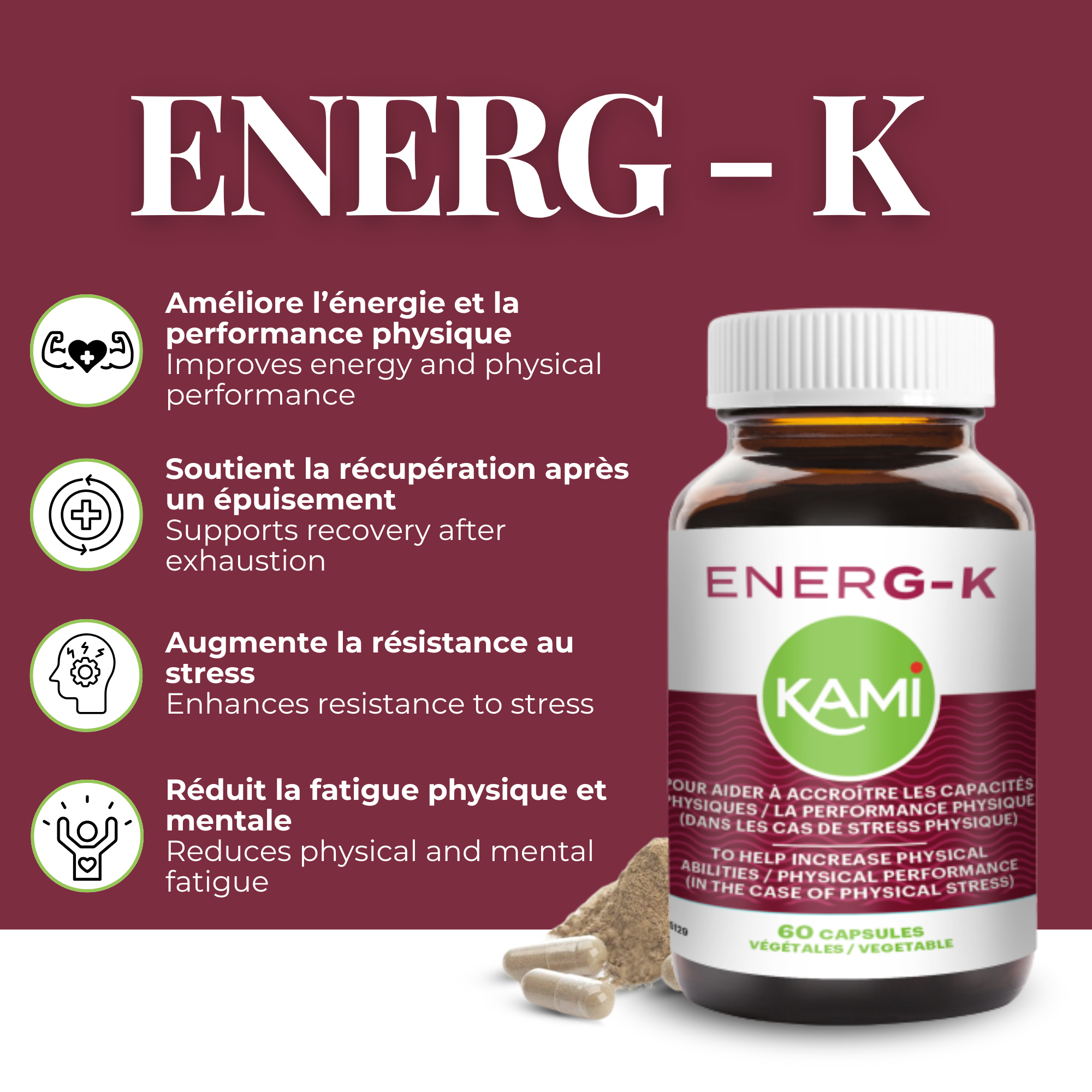 Phytovie - Énerg-K | Énergie & Performance | 60 Capsules