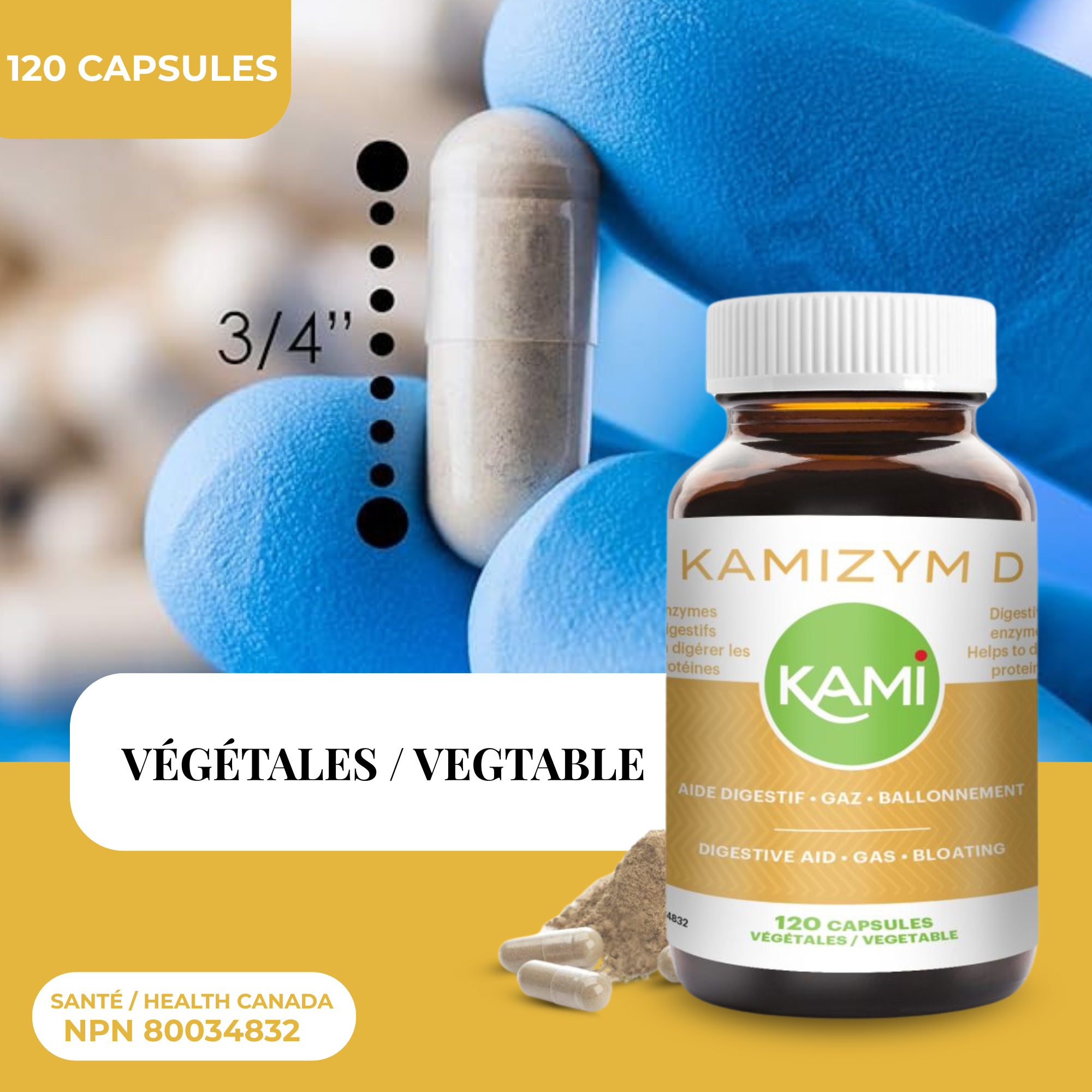 Phytovie - Kamizym-D | Soutien Digestif Après Repas | 120 Capsules