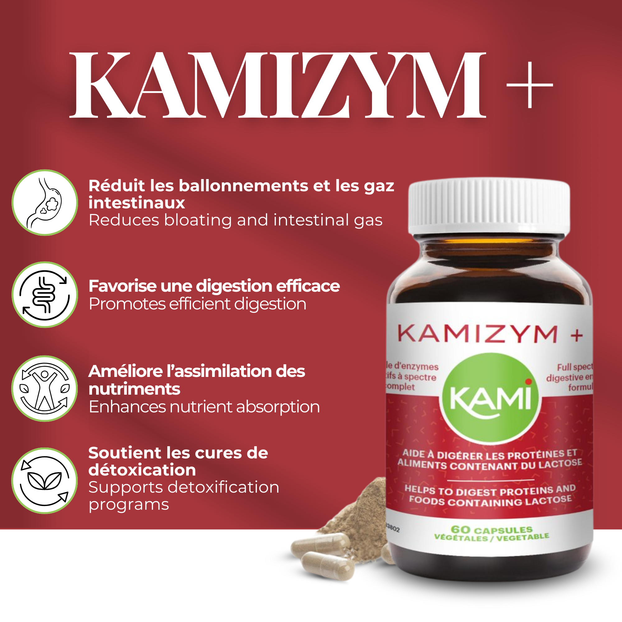 Phytovie - KAMIZYM + | Digestion & Gaz Intestinaux | 60 Capsules