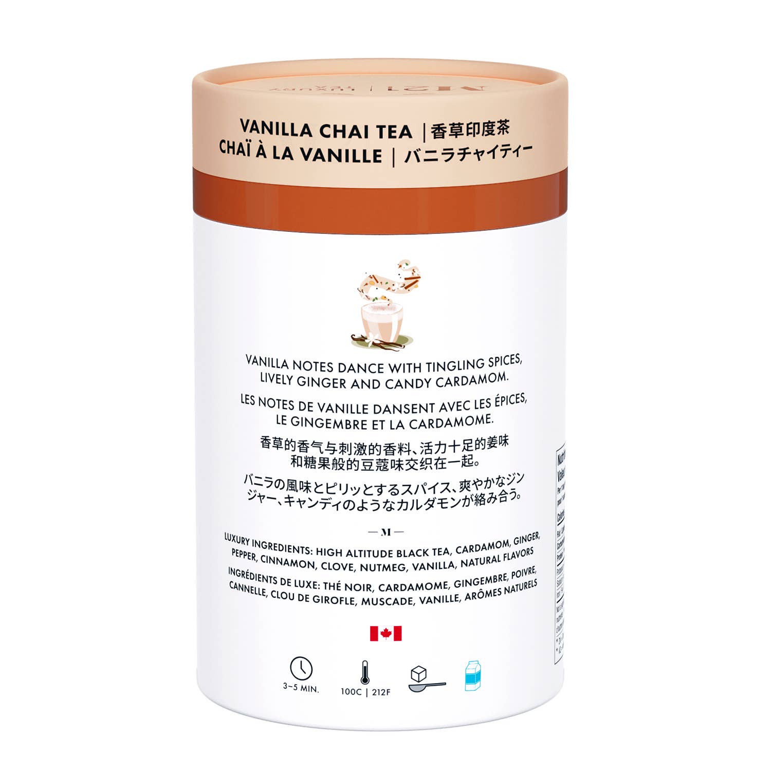 Tega Organic Tea - Thé Noir de Luxe Chai à la Vanille | Canadien | 24 Sachets de Thé