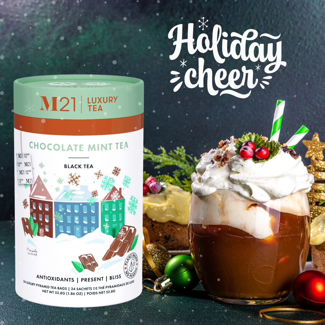 Tega Organic Tea - Thé Noir de Luxe à la Menthe Chocolatée | Canadien | 24 Sachets de Thé