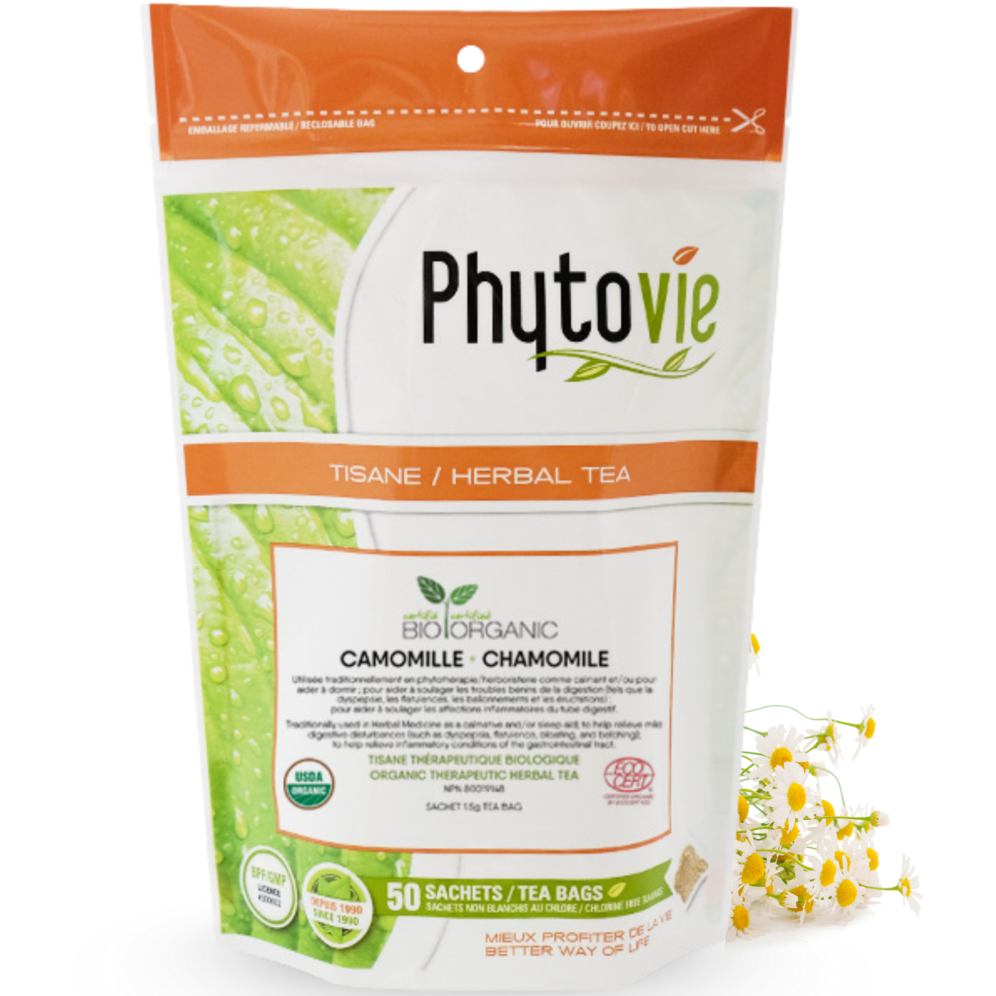 Phytovie - Camomille Bio | Calmant & Digestif | 50 Sachets