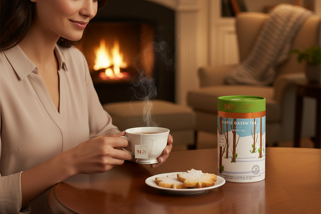 Tega Organic Tea - Thé Vert de Luxe à l'Érable | Canadien | 12 Sachets de Thé