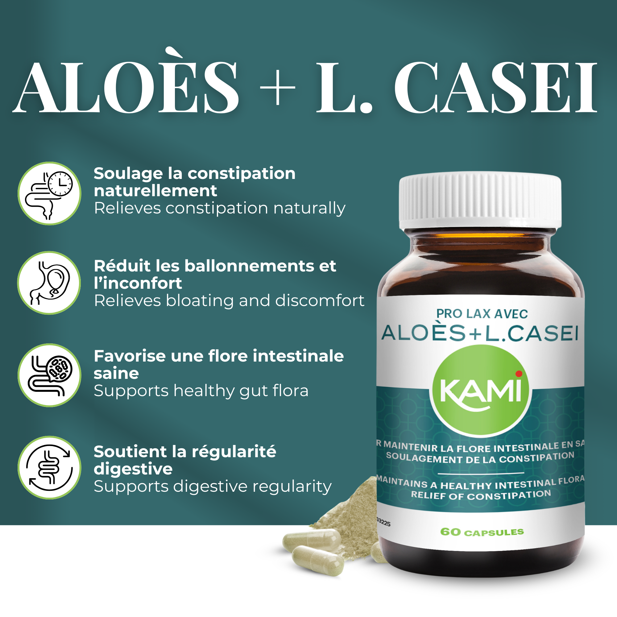 Phytovie - Aloès + L. Casei | Harmonie Digestive & Laxatif | 60 Caps