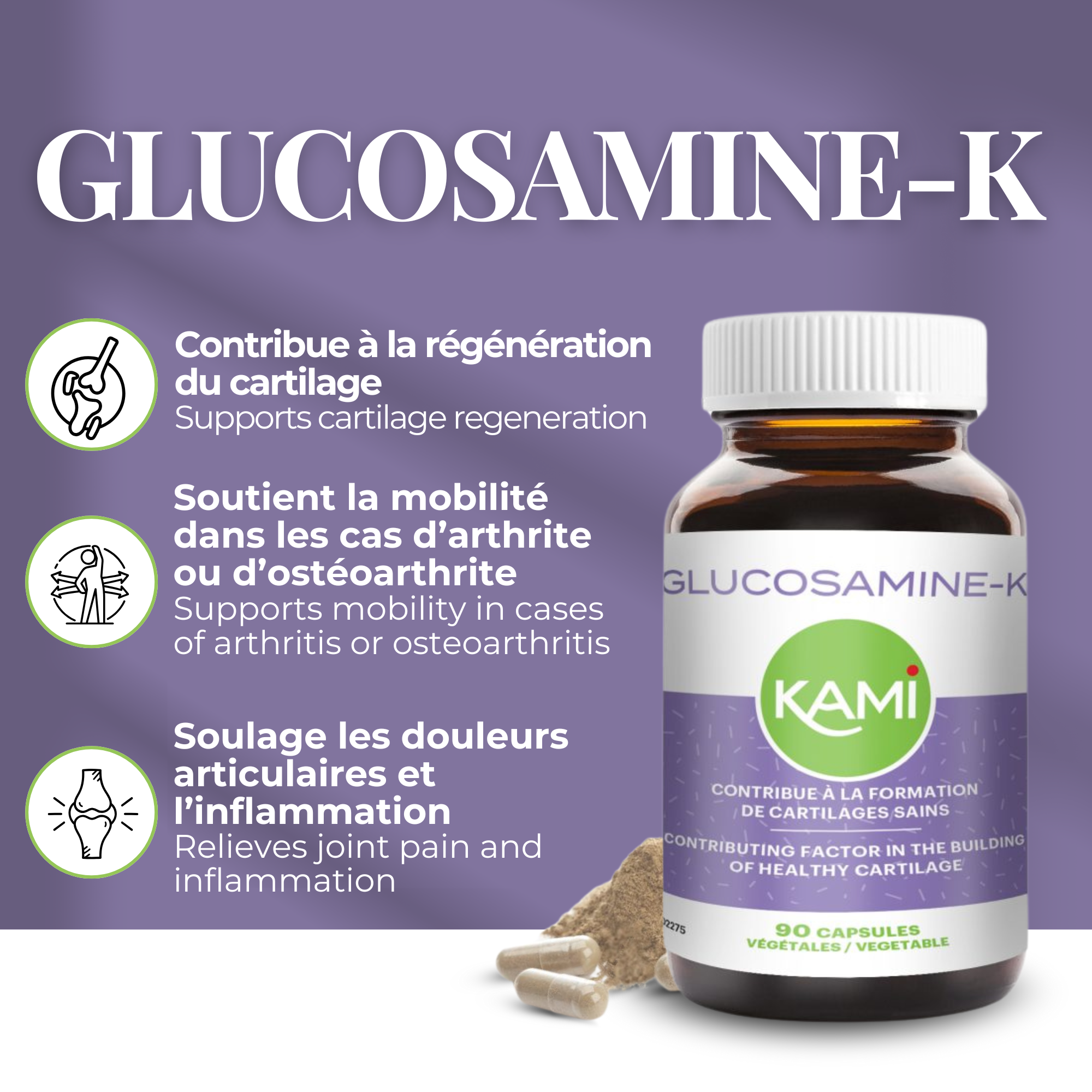 Phytovie - GLUCOSAMINE-K | Arthrite & Inflammation | 90 Capsules