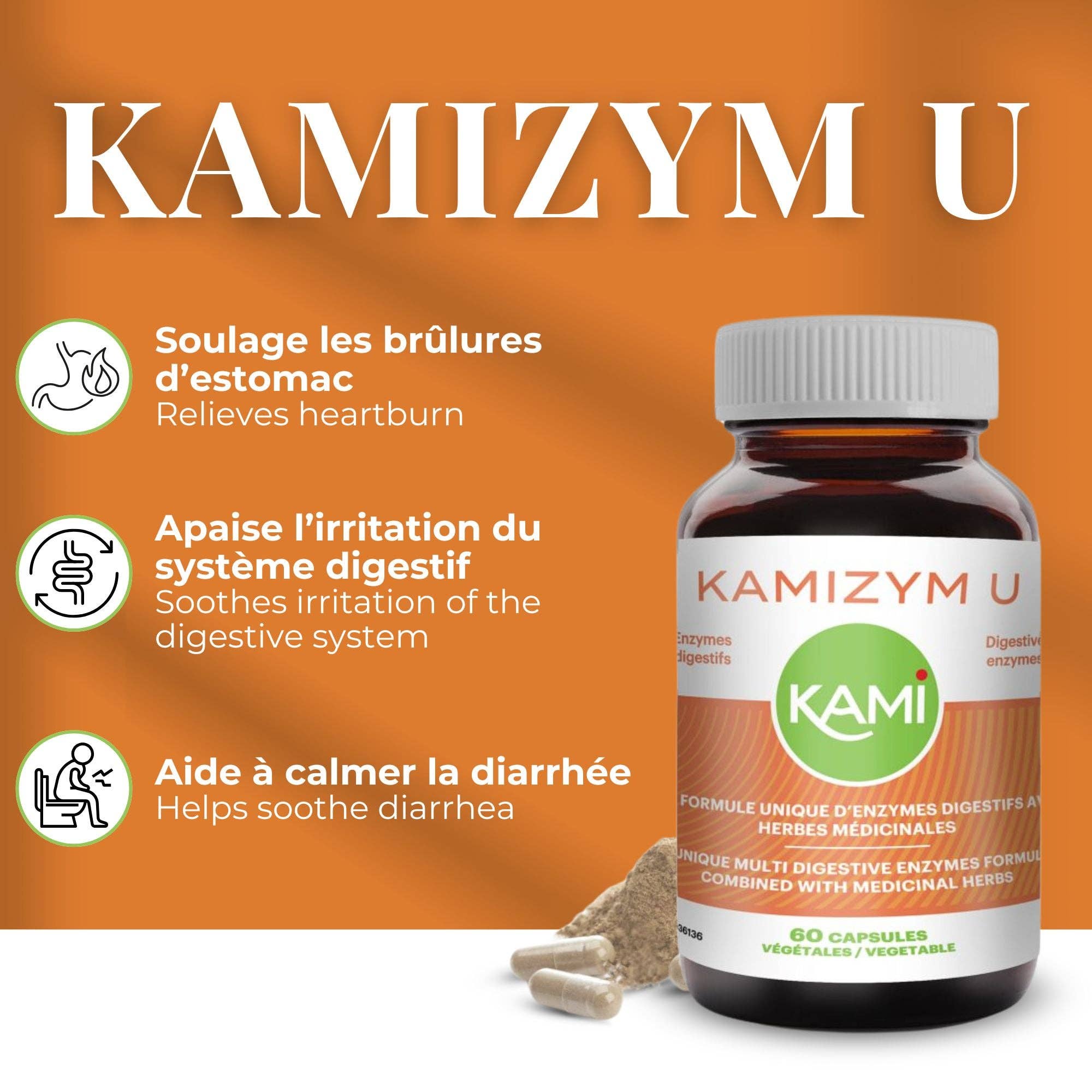 Phytovie - KAMIZYM-U | Soulagement Des Brûlures D'estomac | 60 Capsules